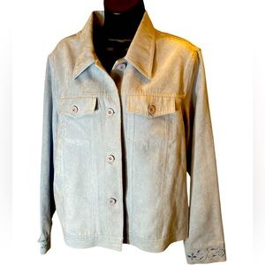 Relativity Faux Suede Blazer with Intricate Embroidery size L